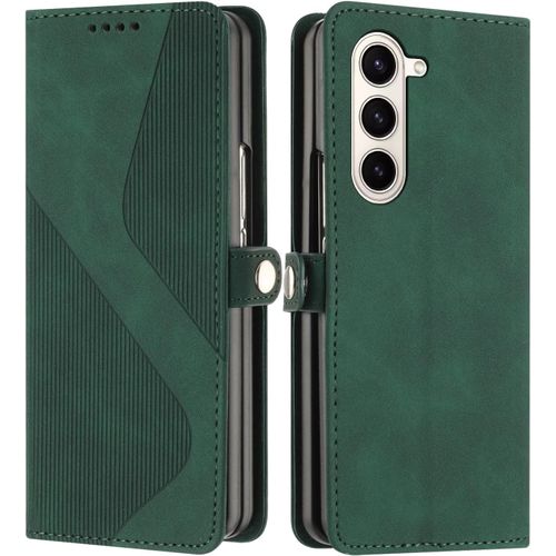 KAL-Coque Pour Samsung Galaxy Z Fold 6, Housse En Cuir Samsung Galaxy Z Fold 6, Cuir Portefeuille Housse Avec Magnétique Flip Étui À Rabat Case Etui Samsung Z Fold 6 (Vert)