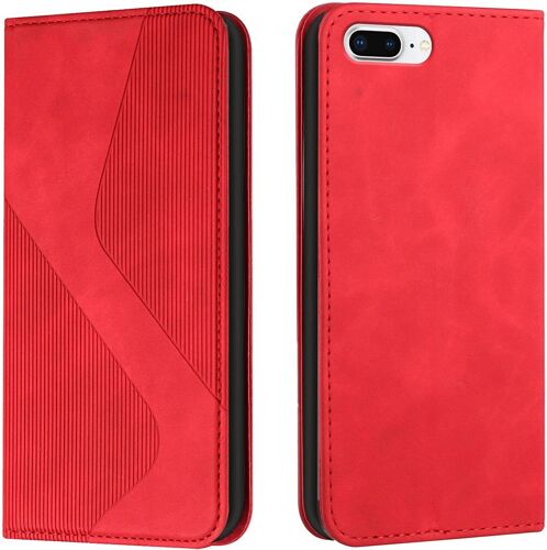 Coque Pour Iphone 6s Plus/6 Plus, Etui Iphone 6s Plus/6 Plus (5,5 Pouces) Cuir, Pu Cuir Portefeuille Housse Et Magnetique Flip Pochette Etui A Rabat Protection Case Avec Tpu Housse (Rouge)
