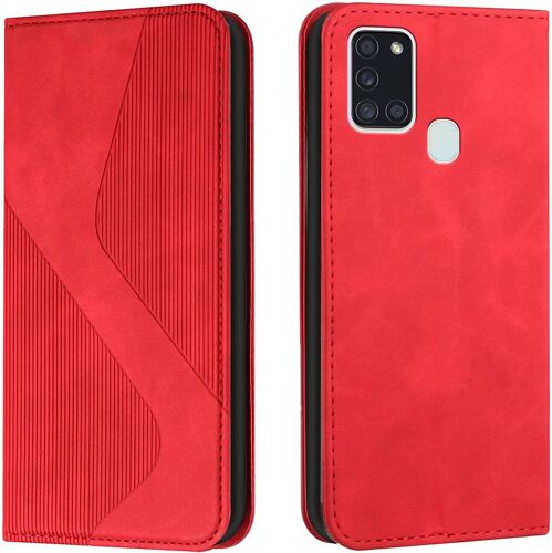 KAL-Coque Pour Samsung Galaxy A21S, Etui A21S Cuir, Housse En Cuir Portefeuille Avec Magnétique Flip Étui À Rabat Protection Case (Rouge), (Mgp-Hx-Spu-A21S-07140204)