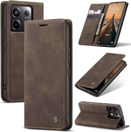 Coque Pour Xiaomi Redmi Note 13 Pro 5G Premium Housse Cuir Protection Pochette Rabat Portefeuille Flip Case Porte Magnétique Coque Étui Pour Redmi Note 13 Pro 5G, Café
