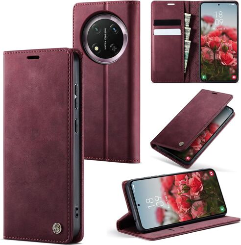 Honor Magic 7 Lite Premium Pu Leather Case Card Slots Wallet Pouch With Stand Function Flip Case Cover Honor Magic 7 Lite \ Vino Rosso