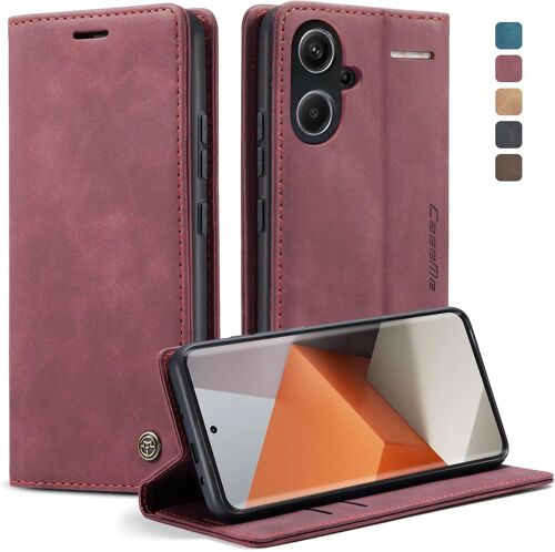 AEFJ-Coque pour Xiaomi Redmi Note 13 Pro Plus 5G Étui Wallet Cover, Housse Flip en Cuir Premium PU Portefeuille Case, [Fentes pour Cartes] [Magnétique] [Antichoc] [Kickstand] Housse, Rouge