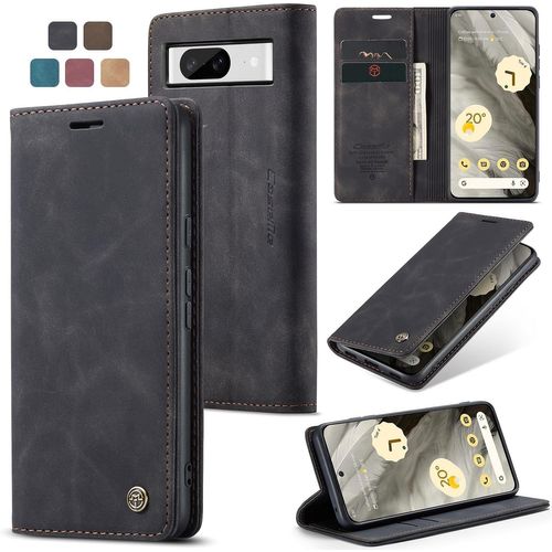 KAL-Coque Google Pixel 8 Housse Antichoc En Cuir Pu Premium Fentes Cartes Etui Pochette De Portefeuille Avec Fonction Support Case À Rabat Pour Pixel 8 - Noir