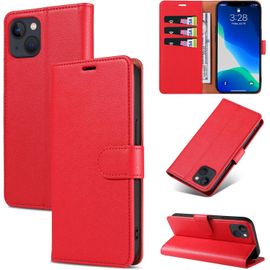 Ppdaz-Coque Pour Iphone 13 Mini, Antichoc Magnetique Étui À Rabat Avec Porte Cartes, Portefeuille Housse En Cuir Pu Coque Pour Iphone 13 Mini, Rouge