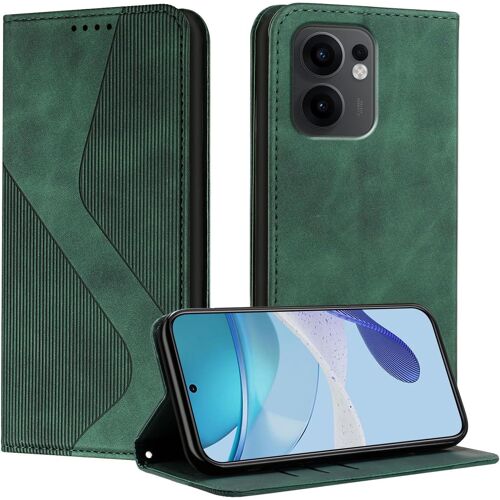 KAL-Coque Pour Oppo Reno 13F 5G/Reno 13 Fs 5G, Housse En Cuir Oppo Reno 13F 5G/Reno 13 Fs 5G, Cuir Portefeuille Housse Avec Magnétique Flip Étui À Rabat Case Etui Oppo Reno 13 Fs 5G (Vert)