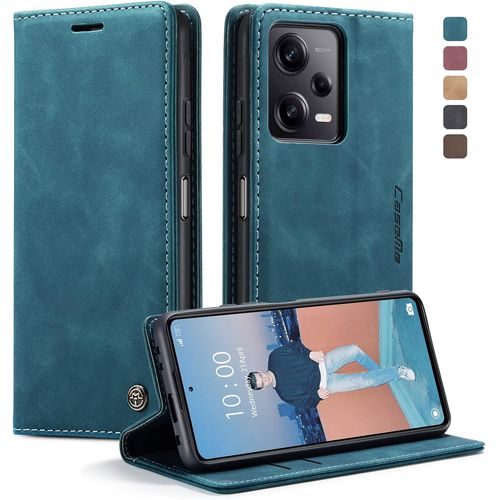 Eryi-Coque Xiaomi Redmi Note 12 Pro 5g/Poco X5 Pro 5g Housse En Cuir Pu Premium Fentes Cartes Etui Pochette De Portefeuille Avec Fonction Support Rabat Redmi Note 12 Pro 5g/X5 Pro 5g -Bleu Vert
