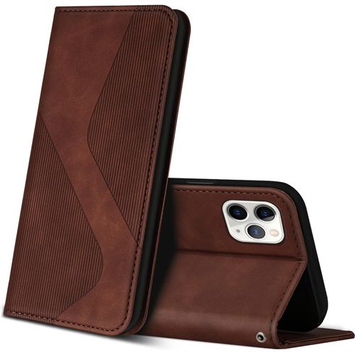 Kal-Coque Pour Iphone 11 Pro Max, Premium Étui Housse En Cuir De Protection Avec [Emplacements Cartes] [Magnetique], Clapet Folio Portefeuille Pour Iphone 11 Pro Max (Marron)