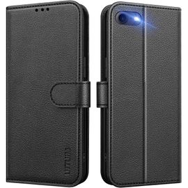 Case For Iphone Se 2022 / Iphone Se 2020 / Iphone 8/Iphone 7/Iphone 6s/Iphone 6 Leather Wallet Case Cover With Flap Card Holder Flip Case Cover Protective Case, Black