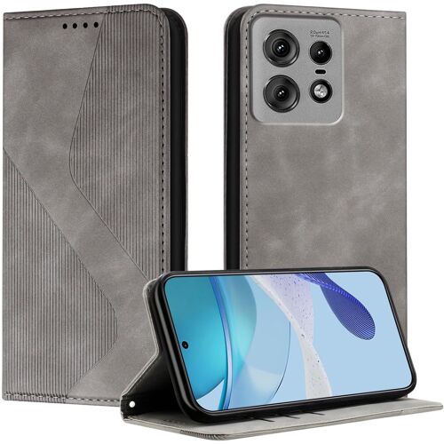 KAL-Coque Pour Motorola Moto Edge 50 Pro, Housse En Cuir Motorola Moto Edge 50 Pro, Cuir Portefeuille Housse Avec Magnétique Flip Étui À Rabat Case Etui Moto Edge 50 Pro (Gris)