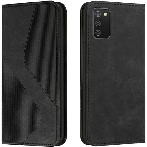 Kal-Coque Pour Samsung Galaxy A03s, Étui Cuir Portefeuille Avec Magnétique Flip Rabat, Housse Samsung A03s (Noir)