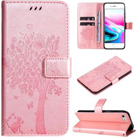 Coque Pour Iphone Se 2022 / Iphone Se 2020 / Iphone 8 / Iphone 7 Etui Housse Coque En Cuir Avec Motif Porte Carte Portefeuille À Rabat Magnétique Flip Case Cover Antichoc Coque,Or Rose