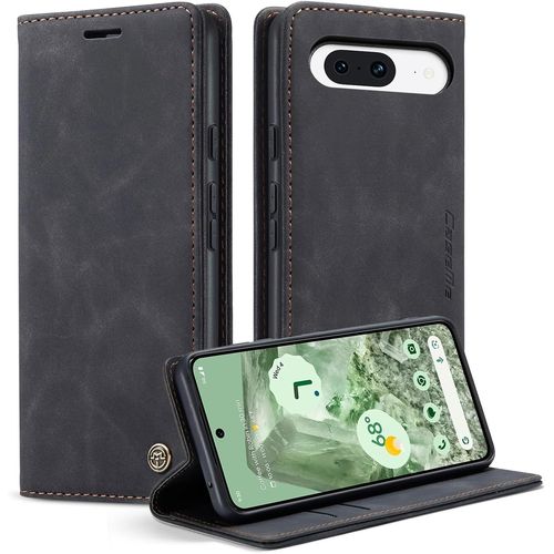 Kal-Coque Pour Google Pixel 8a Pochette, Etui Protection Housse Premium En Cuir Pu,Etui À Rabat Pochette De Portefeuille Étui Pour Google Pixel 8a Case, Noir