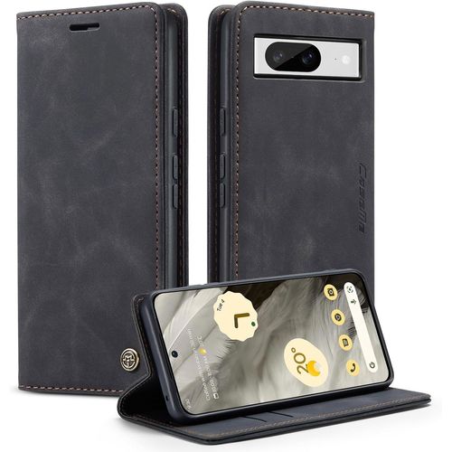 Kalanka-Coque Pour Google Pixel 8 Clapet Case En Cuir Pochette Protection Portefeuille Rabat Etui Premium Housse Porte Carte Magnétique Étui Pour Google Pixel 8, Noir