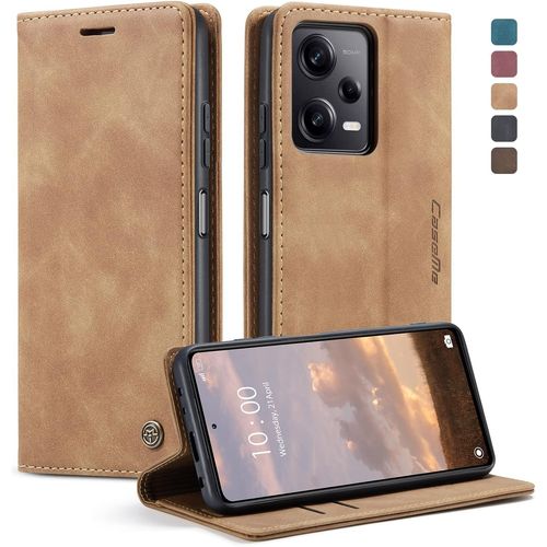 Sansh-Coque Xiaomi Redmi Note 12 Pro 5g/Poco X5 Pro 5g Housse En Cuir Pu Premium Fentes Cartes Etui Pochette De Portefeuille Avec Fonction Support Case À Rabat Redmi Note 12 Pro 5g/X5 Pro 5g -Brun