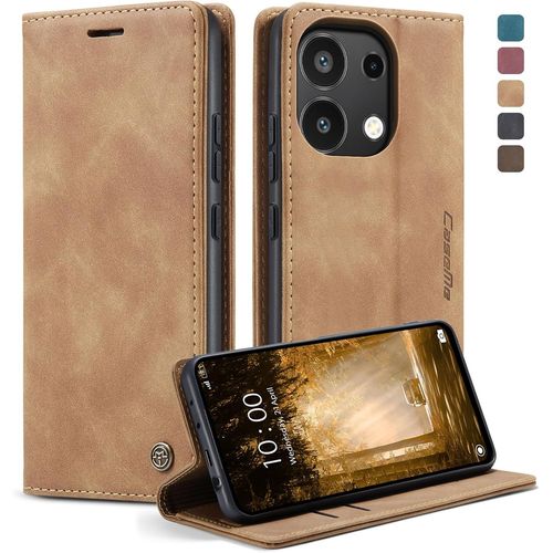 Eryi-Coque Xiaomi Redmi Note 13 4g [Pas Pour 5g], Housse Antichoc En Cuir Pu Premium Fentes Cartes Etui Pochette De Portefeuille Avec Fonction Support Case À Rabat Pour Note 13 4g - Brun
