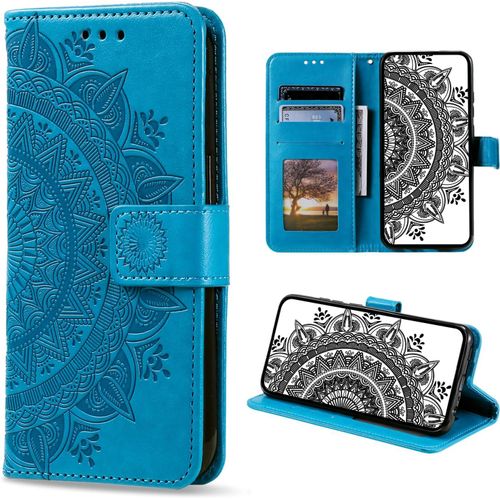 Sansh-Coque Pour Samsung Galaxy S24 Fe, Premium Étui Housse En Cuir Pu De Protection Avec [Porte Cartes], Clapet Folio Portefeuille Pour Samsung S24 Fe (Bleu)