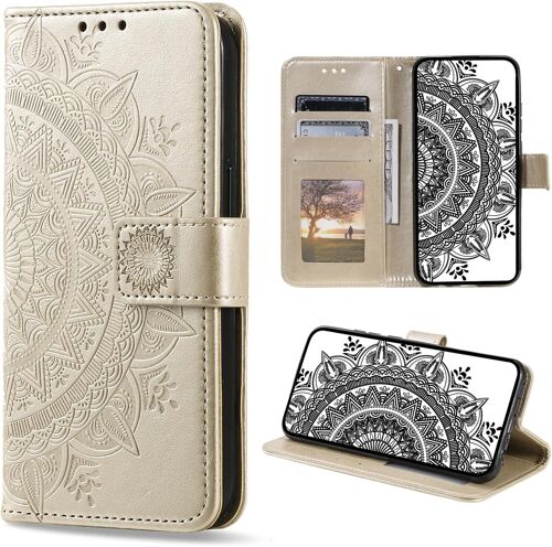 KAL-Coque Pour Samsung Galaxy S9, Etui Protection Housse En Cuir Pu Portefeuille [Porte Cartes], Flip Case Magnétique Antichoc Etui À Rabat Pour Samsung S9 (Or)