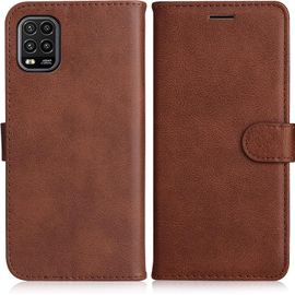 Kalanka-Coque Pour Xiaomi Mi 10 Lite 5g, Pu En Cuir Coque Portefeuille Étui Housse, Design Classique Tpu Coque Pour Xiaomi Mi 10 Lite 5g, Marron