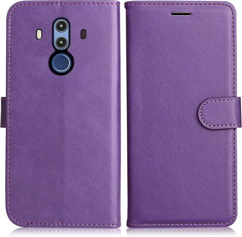 KAL-Coque Pour Huawei Mate 10 Pro, Pu En Cuir Coque Portefeuille Étui Housse, Design Classique Tpu Coque Pour Huawei Mate 10 Pro, Violet