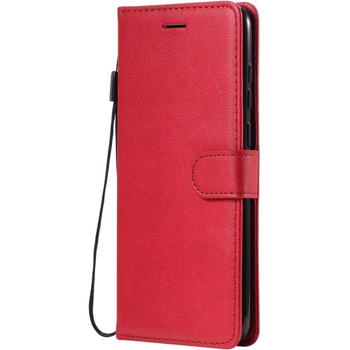 Coque Pour Galaxy M11, Pu En Cuir Coque Portefeuille Étui Housse, Design Classique Tpu Coque Pour Samsung Galaxy M11 - Rouge