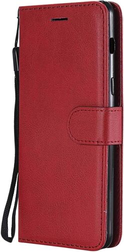 Coque Pour Galaxy A8 2018, Pu En Cuir Coque Portefeuille Étui Housse, Design Classique Tpu Coque Pour Samsung Galaxy A8 2018 - Rouge