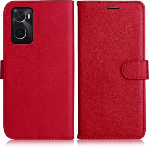 Coque Pour Oppo A96 4G / Oppo A76 4G / Oppo A36 4G / Realme 9I, Pu En Cuir Coque Portefeuille Étui Housse, Design Classique Tpu Coque Pour Oppo A96 4G / Realme 9I, Rouge