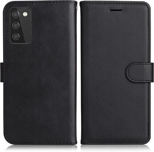 KAL-Coque Pour Galaxy A02S, Pu En Cuir Coque Portefeuille Étui Housse, Design Classique Tpu Coque Pour Samsung Galaxy A02S, Noir