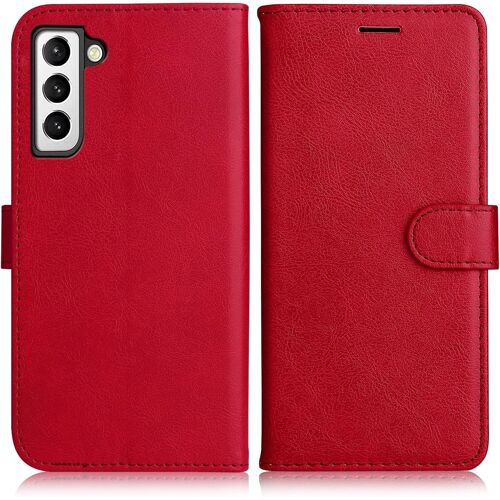 SJZG-Coque Pour Galaxy S21 Plus, Pu En Cuir Coque Portefeuille Étui Housse, Design Classique Tpu Coque Pour Samsung Galaxy S21 Plus, Rouge