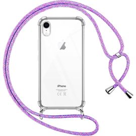 Coque Silicone Transparente Pour Iphone Xr (6,1 Pouces) Avec Cordon Réglable / Bandoulière - Collier Anti-Chute, Coins Renforcés - Violet