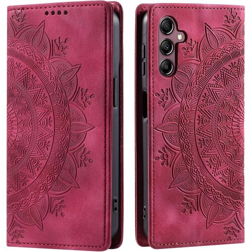 KAL-Coque Pour Samsung Galaxy S24, Premium Étui Housse En Cuir Pu De Protection Avec [Porte Cartes], Clapet Folio Portefeuille Pour Samsung S24 (Vintage Rouge)