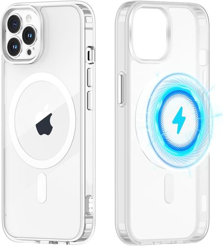 Transparente Magnétique Coque pour iPhone 16 Pro 6,3"", [Compatible avec MagSafe] Mince Silicone TPU + PC Housse de Protection Anti-Choc Anti-Rayures Bumper Etui pour iPhone 16 Pro, Transparente