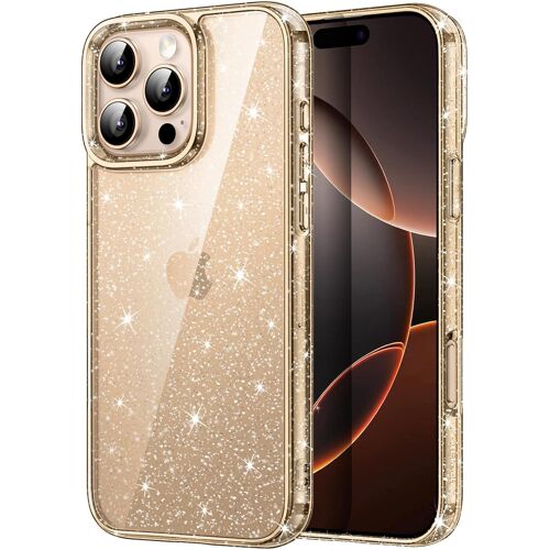 KALANKA-Coque à Paillettes pour iPhone 16 Pro Max 6,9 Pouces, Étui Housse Antichoc Bumper Bling Sparkle, Mignon Étincelant pour Femmes et Filles (Titane Sable)