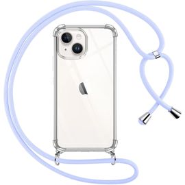 Coque Iphone 13 Mini Transparente En Silicone Tpu Avec Lanière Réglable 150 Cm, Coins Renforcés Anti-Choc, Cordon Collier - Violet