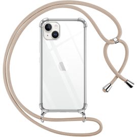 AEFJ-Coque pour iPhone 14/iPhone 13 avec Cordon, Transparente Silicone Housse avec Réglable de Collier Anti-Chute Etui pour iPhone 14/13, Ètuis à Bandoulière 6.1"", Kaki