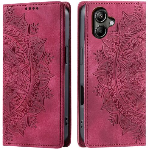 KAL-Coque Pour Samsung Galaxy A06 5G, Premium Étui Housse En Cuir Pu De Protection Avec [Porte Cartes], Clapet Folio Portefeuille Pour Samsung A06 (Vintage Rouge)