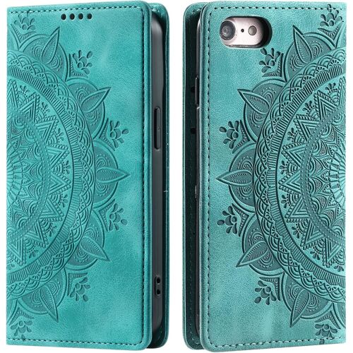 KAL-Coque Pour Iphone 16E, Premium Étui Housse En Cuir Pu De Protection Avec [Porte Cartes], Clapet Folio Portefeuille Pour Iphone 16E (Vintage Vert)