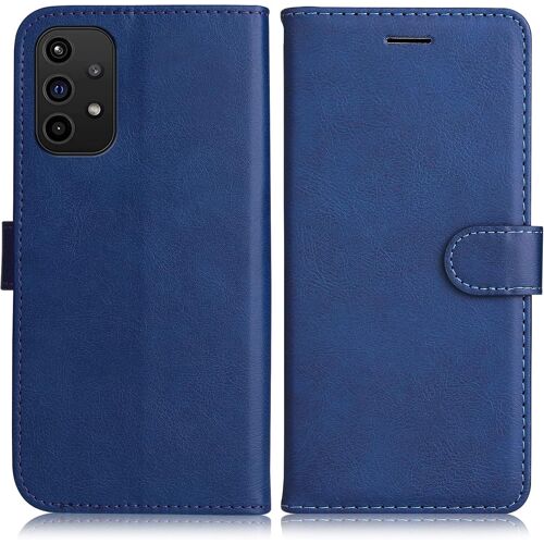 KAL-Coque Pour Galaxy A32 4G, Pu En Cuir Coque Portefeuille Étui Housse, Design Classique Tpu Coque Pour Samsung Galaxy A32 4G, Bleu Marin