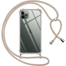 Coque Transparente En Silicone Tpu Pour Iphone 11 Pro Max, Cordon Tour De Cou Réglable, Coins Renforcés Anti-Choc, Lanière Nylon À Embouts Métal - Kaki