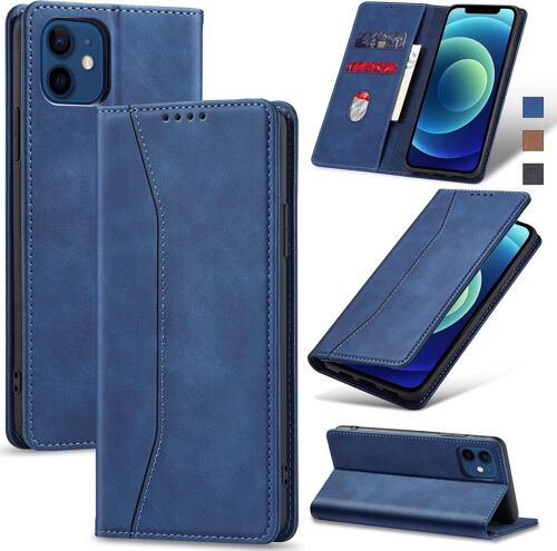 Iphone 12 Case, Shockproof Tpu Case Cover Iphone 12 Pro Case Pu Leather Wallet [Magnetic] [Card Holder] [Stand Function] Flip Case For Iphone 12/12 Pro