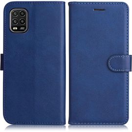 Kal-Coque Pour Xiaomi Mi 10 Lite 5g, Pu En Cuir Coque Portefeuille Étui Housse, Design Classique Tpu Coque Pour Xiaomi Mi 10 Lite 5g, Bleu Marin