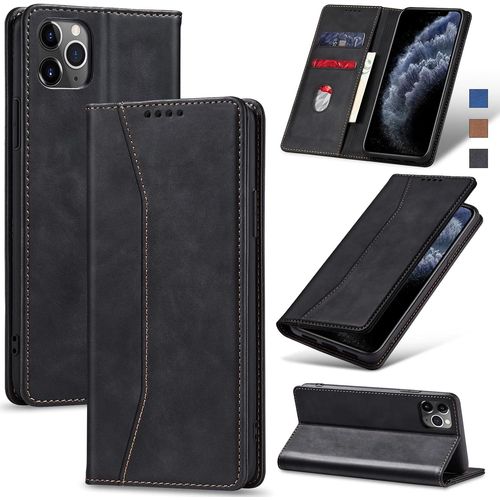 Maa-Coque Pour Iphone 11 Pro Max, Antichoc Tpu Housse Etui Coque Cuir Pu Portefeuille [Magnétique] [Porte Cartes] [Stand Fonction] Flip Coque Pour Iphone 11 Pro Max