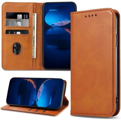 Kal-Coque Pour Huawei Mate 20 Lite, Etui En Pu Cuir Pochette De Portefeuille, Antichoc Protection Housse Avec Fonction Support Pour Huawei Mate 20 Lite, Brun Clair