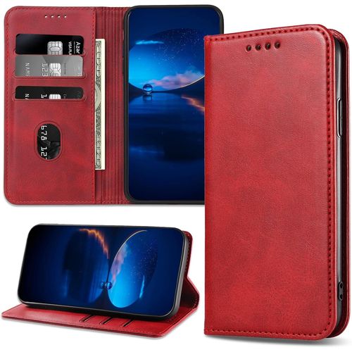 Kal-Coque Pour Oppo A94 5g / Oppo A95 5g / Oppo F19 Pro Plus, Etui En Pu Cuir Pochette De Portefeuille, Antichoc Protection Housse Avec Fonction Support Pour Oppo A94 5g / A95 5g, Rouge