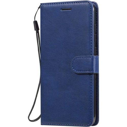 Kalanka-Coque Pour Xiaomi Redmi Note 9 / Redmi 10x 4g, Pu En Cuir Coque Portefeuille Étui Housse, Design Classique Tpu Coque Pour Xiaomi Redmi Note 9 / Redmi 10x 4g - Bleu Marin