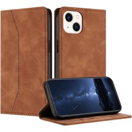 Kal-Coque Compatible Avec Iphone 15 Plus, Etui Protection Housse En Cuir Pu, Pochette Flip Case Porte Carte Magnétique Étui Iphone 15 Plus (6,7 Pouces)(Kaki)