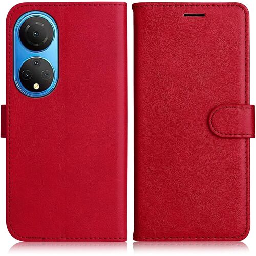 KAL-Coque Pour Huawei Honor X7, Pu En Cuir Coque Portefeuille Étui Housse, Design Classique Tpu Coque Pour Huawei Honor X7, Rouge