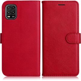Kal-Coque Pour Xiaomi Mi 10 Lite 5g, Pu En Cuir Coque Portefeuille Étui Housse, Design Classique Tpu Coque Pour Xiaomi Mi 10 Lite 5g, Rouge