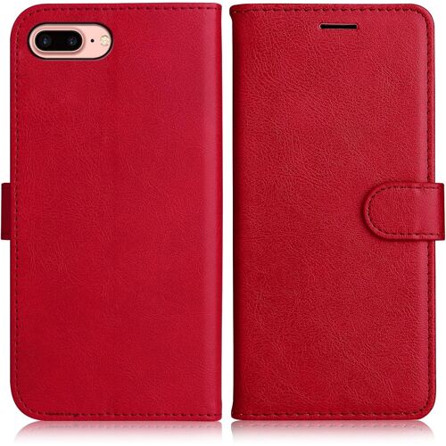iPhone 8 Plus/iPhone 7 Plus Case, PU Leather Wallet Case Cover, Classic Design TPU Case Cover for iPhone 8 Plus/iPhone 7 Plus, Red