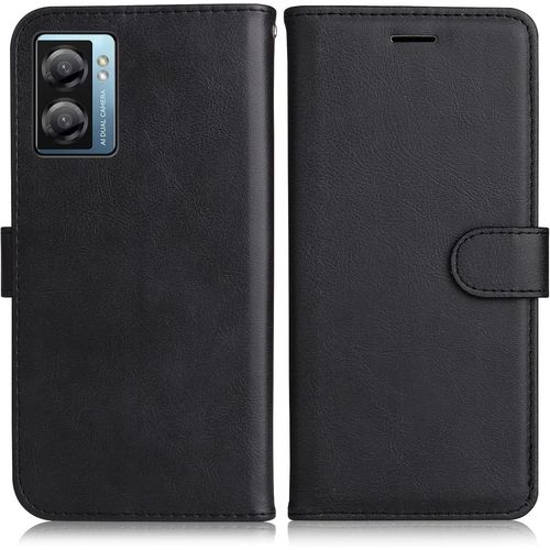 Sjzg-Coque Pour Oppo A57s 4g/ Oppo A77 5g / Oppo A57 4g, Pu En Cuir Coque Portefeuille Étui Housse, Design Classique Tpu Coque Pour Oppo A57s 4g/ Oppo A77 5g / Oppo A57 4g, Noir