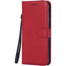 Kal-Coque Pour Galaxy J4 Plus 2018, Pu En Cuir Coque Portefeuille Étui Housse, Design Classique Tpu Coque Pour Samsung Galaxy J4 Plus 2018 - Rouge